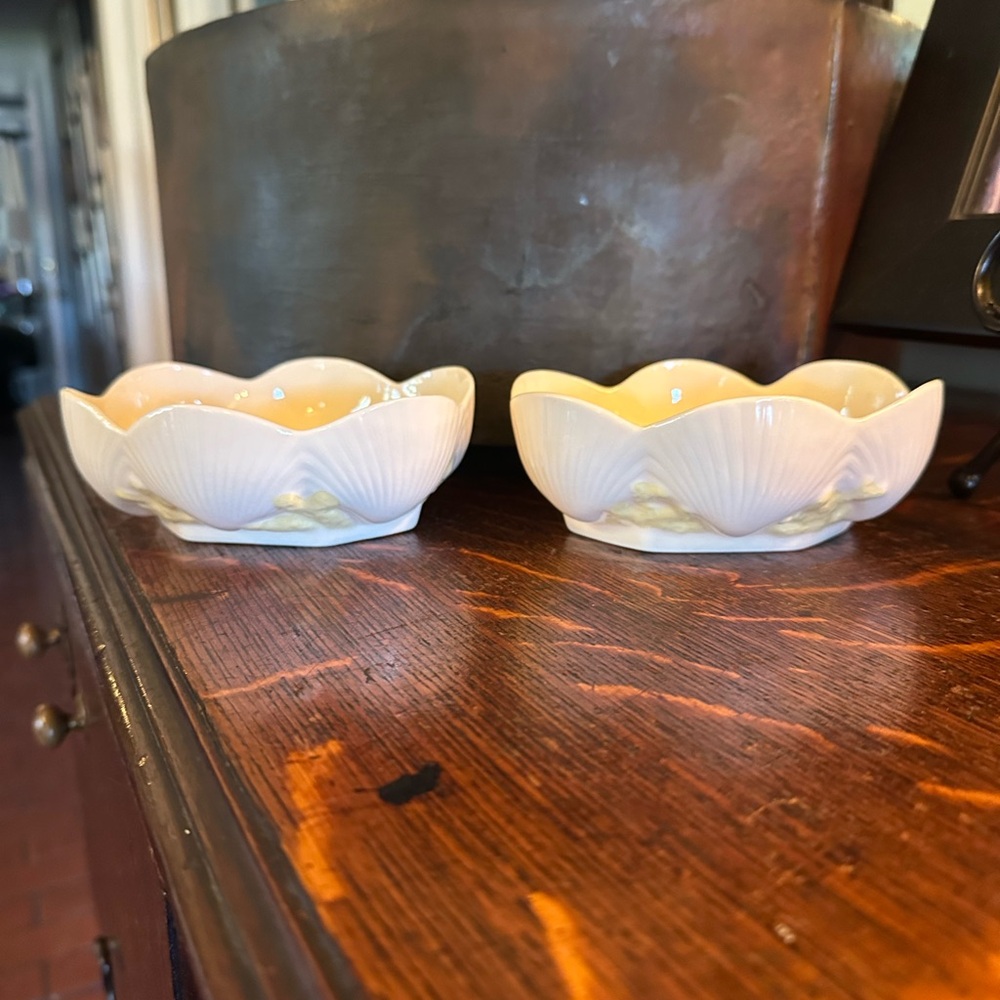Belleek Elegant Cream Ceramic Bowls